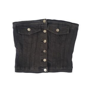 NWT Project Rebel Strapless Denim Button Tube Top Size M Black Grunge Western
